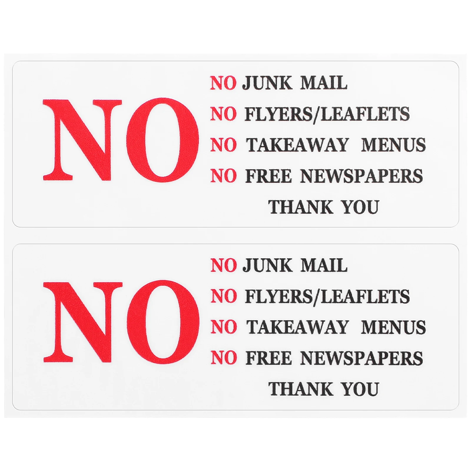 2Pcs No Junk Mail Sticker Self Adhesive Decal Easy Apply Mailbox Sign Home Business Effective Deterrent Quality Warning Sticker