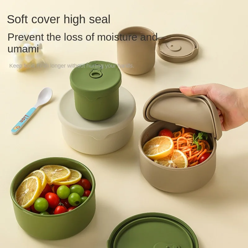 1pc Portable Silicone Lunch Box, Large-Capacity Lunch Box, Microwave-Safe Lunch Box