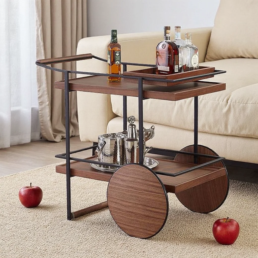 Wrought iron light luxury edge table removable coffee table small table villa living room fruit snack dining car
