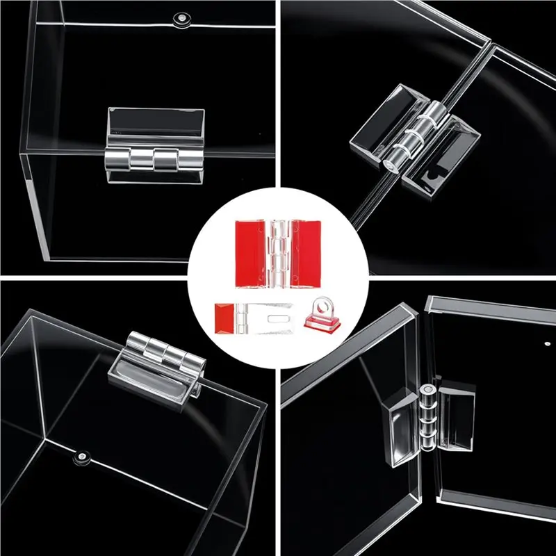 ABKW-Acrylic Hinges Kit,30Pcs Self Adhesive Latch Buckles Set No Need To Punch Plastic DIY Piano Hinge Door Buckle For Box
