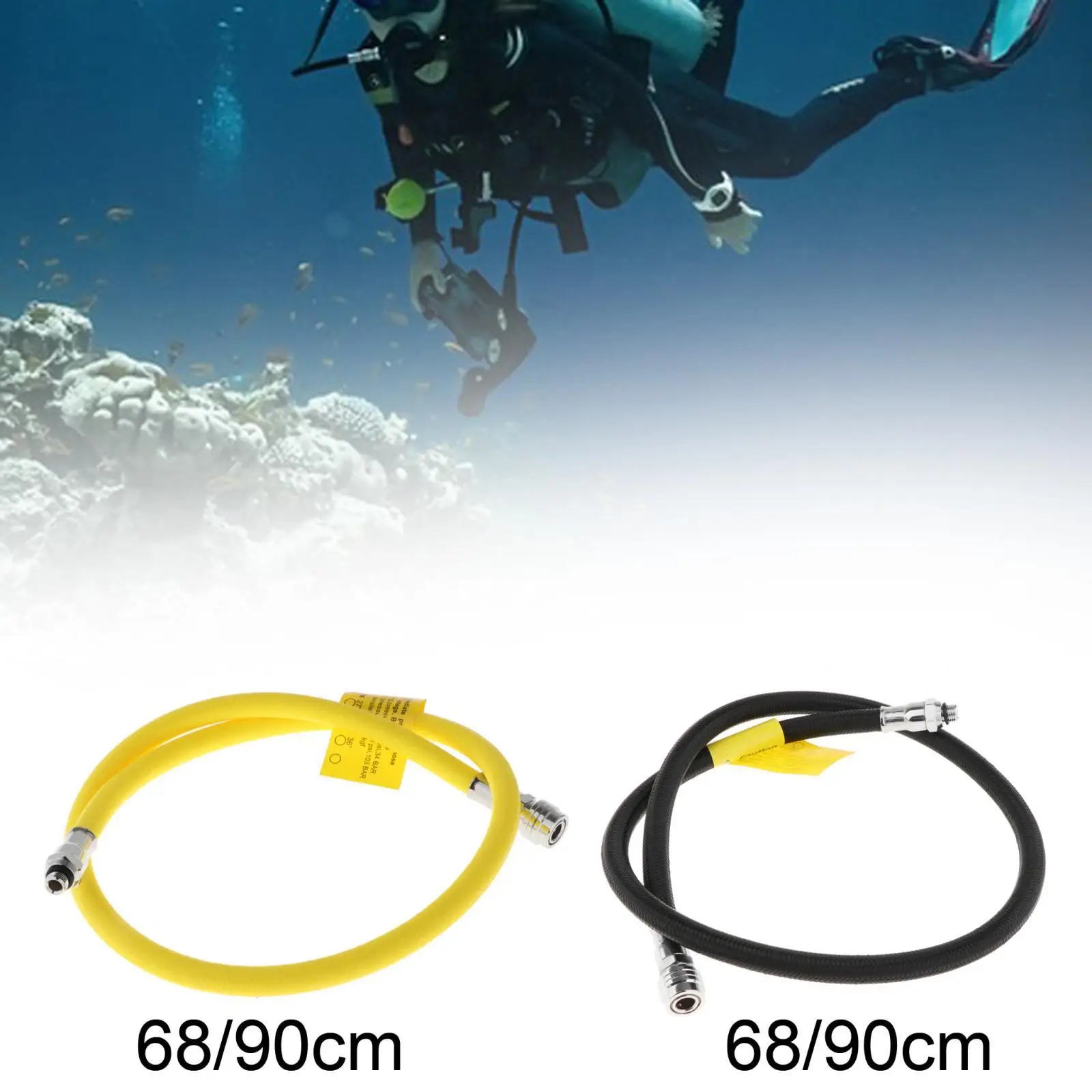 Scuba Diving 350PSI Low Pressure LP Hose Replacement Diving Enthusiasts Equipment Rubber Braided Rope Metal Gear Inflatable Hose