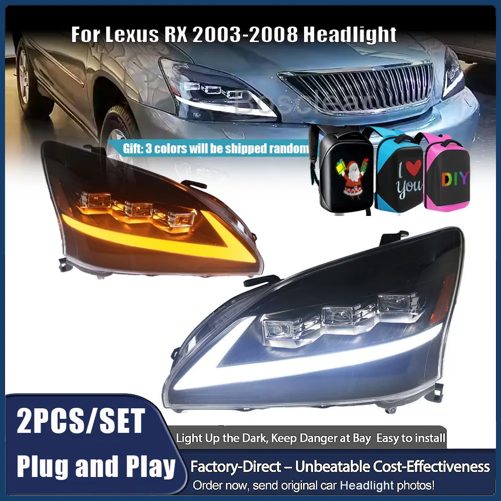 

LED Headlights for Lexus RX RX330 RX350 400H 2003-2008 Front Lights Lamps Start up Animation Sequential Indicator Plug and Play