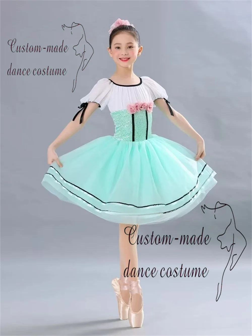 Dziecięca spódniczka tiulowa z cekinami dla dziewczynek, kostium baletowy, tutu, strój na występy sceniczne