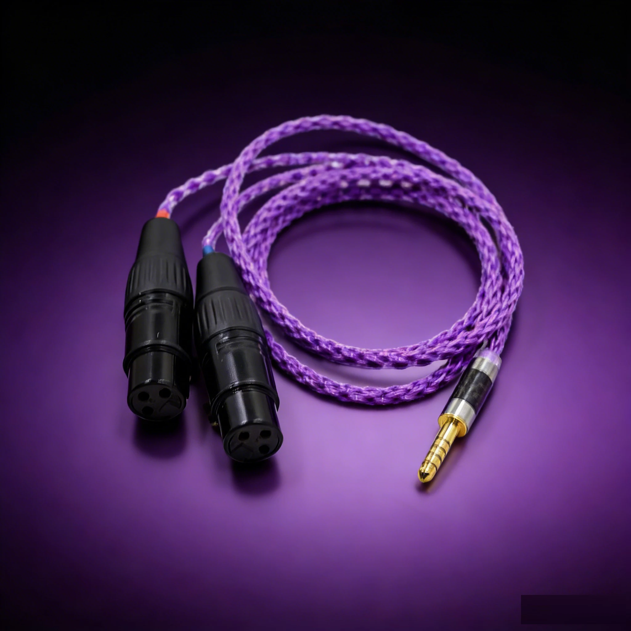 Purple High Quality 8 Cores Silver Plated 4.4mm Balanced Male to Dual 2x 3pin XLR Balanced Female Audio Adapter Cable