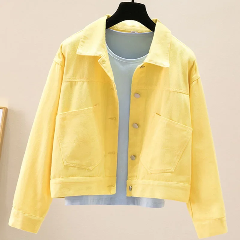 New Spring Autumn Denim Colorful Jacket Women Loose Classic Jeans Jacket Fashion Overcoat Long Sleeve Ladies All-Match Tops