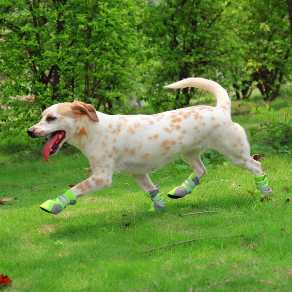 

Summer Breathable Mesh Dog Boots Nonslip Sole Adjustable Snap Closure Size Xl Green for Puppies and Dogs Walking Hiking Running