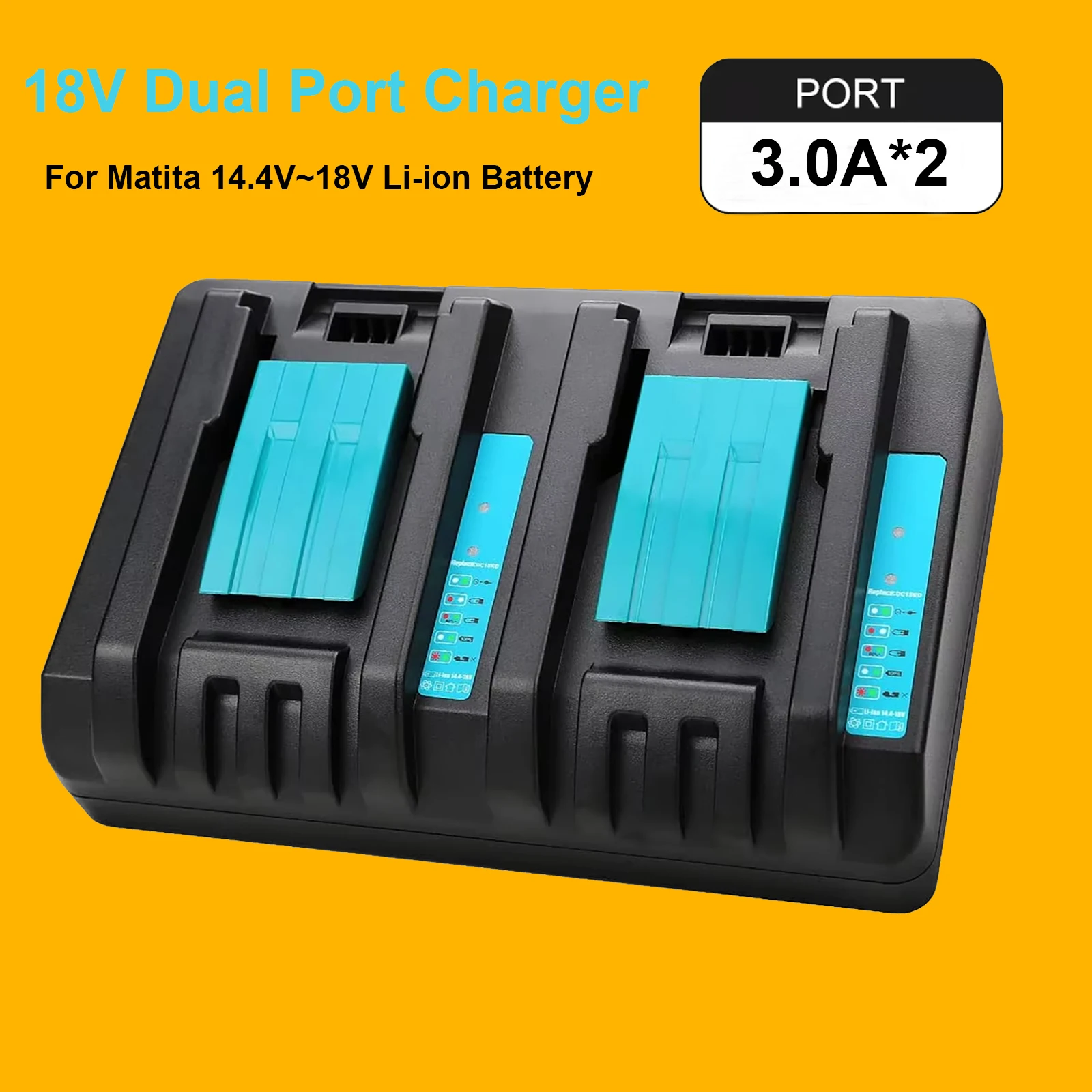 2 Ports Replacement for Makita 14.4V 18V Battery DC18RD Compatible with Original Drill Chainsaw…