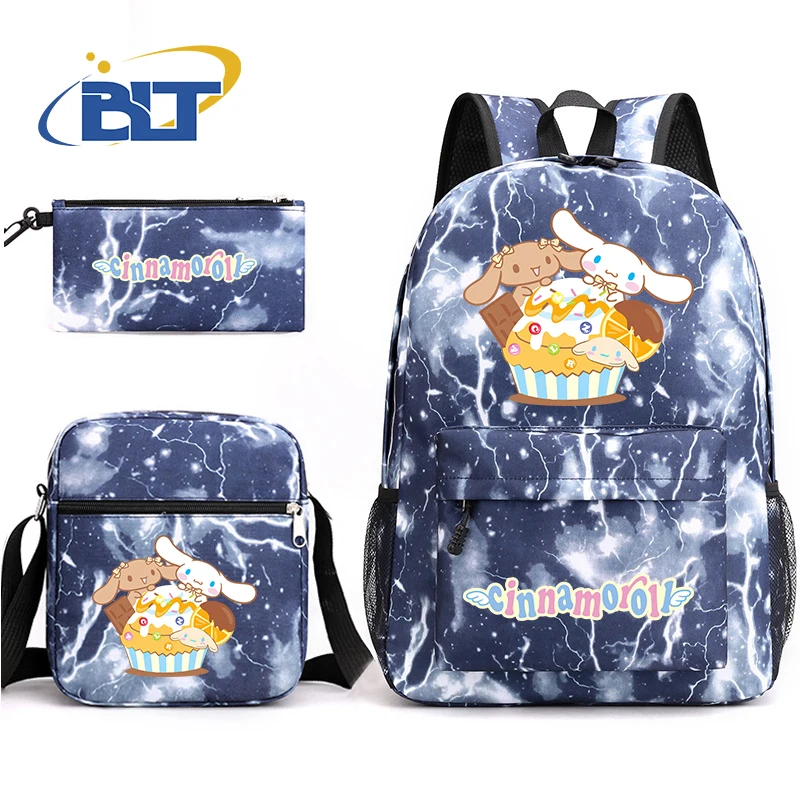 MINISO Cinnamoroll printed student school bag set children's pencil case shoulder bag backpack three-piece set