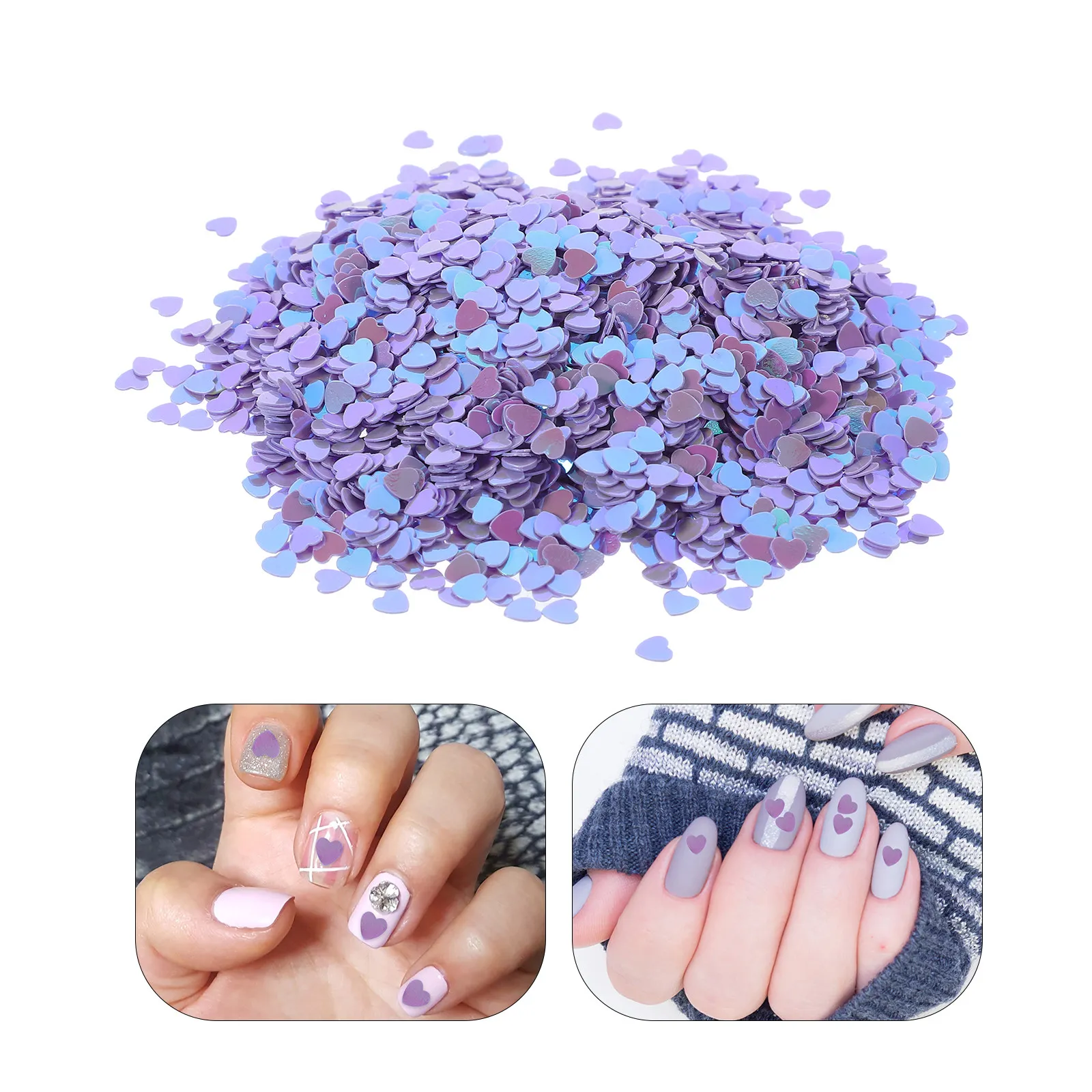5Sets Nail Art Heart Sequins Shiny Delicate Decorations for Manicure DIY Fingernail Design Wedding Party Table Scatter Supplies