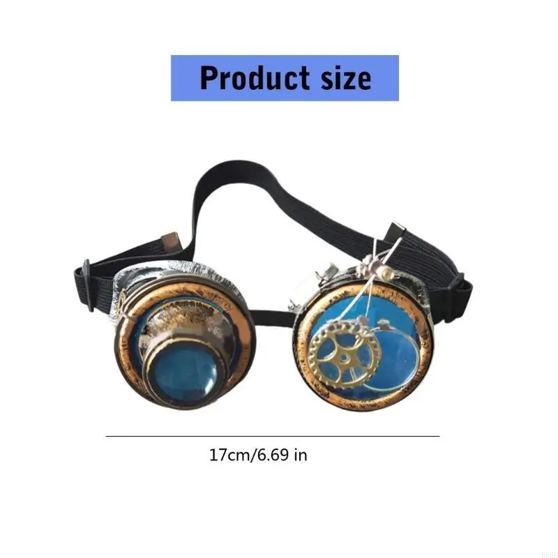 B95f vintage óculos steampunk óculos goth cosplay óculos alça ajustável para mulheres homens halloween cosplay festa
