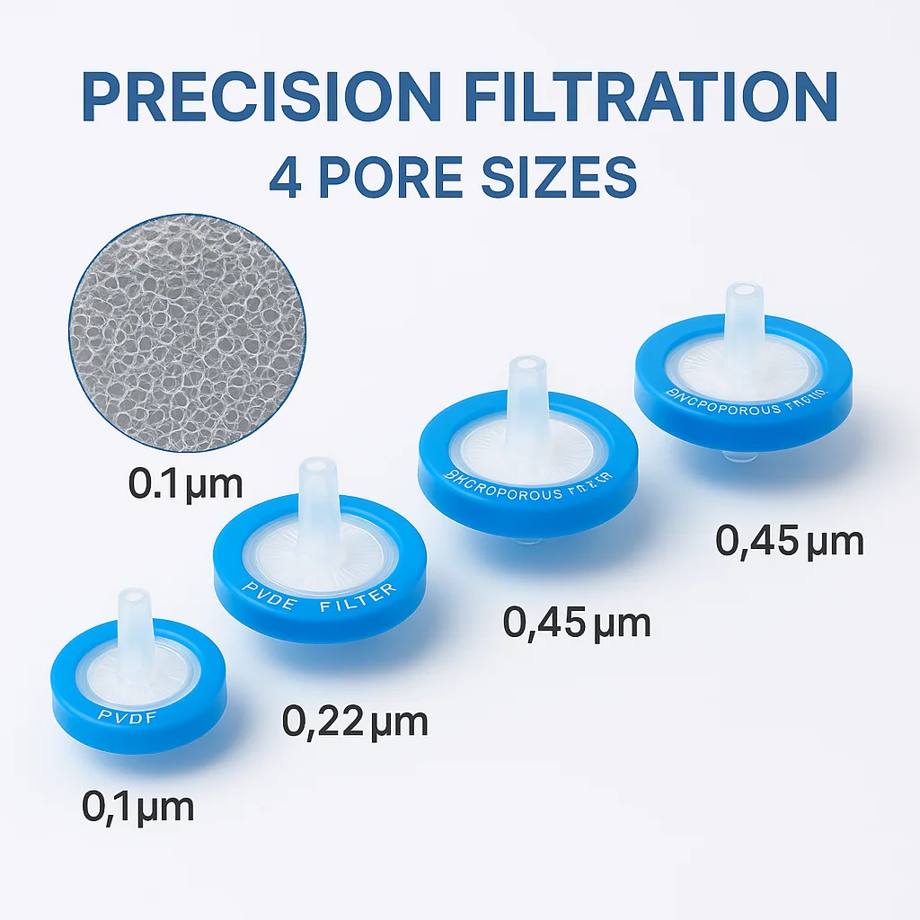Hydrophilic PVDF Syringe Filter 0.1μm-0.8um High Flow, Low Extractables Non-Sterile 100PCS/Pack
