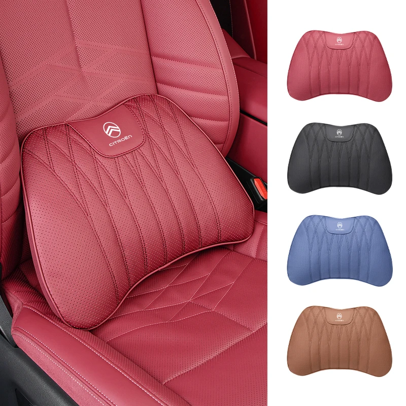 Car Seat Soft Headrest Leather Neck Pillow Waist Cushioning Accessories For Citroen C4 C3 C5 C1 C2 C-Elysee Berlingo Picasso