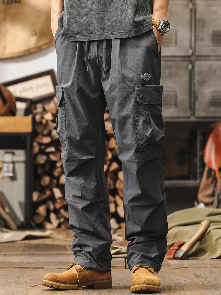 

American Sle Cool Sensation Work Pants Men's Autumn Thin Loose Straight Casual Outdoor Functional Paratrooper Pants Men