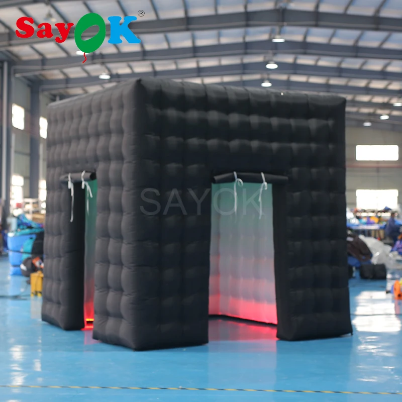 SAYOK 2/3m Inflatable Photo Booth Old-fashioned 360 Inflatable Photo Booth Enclosure Cube Tent for Party Event Promotion Rental