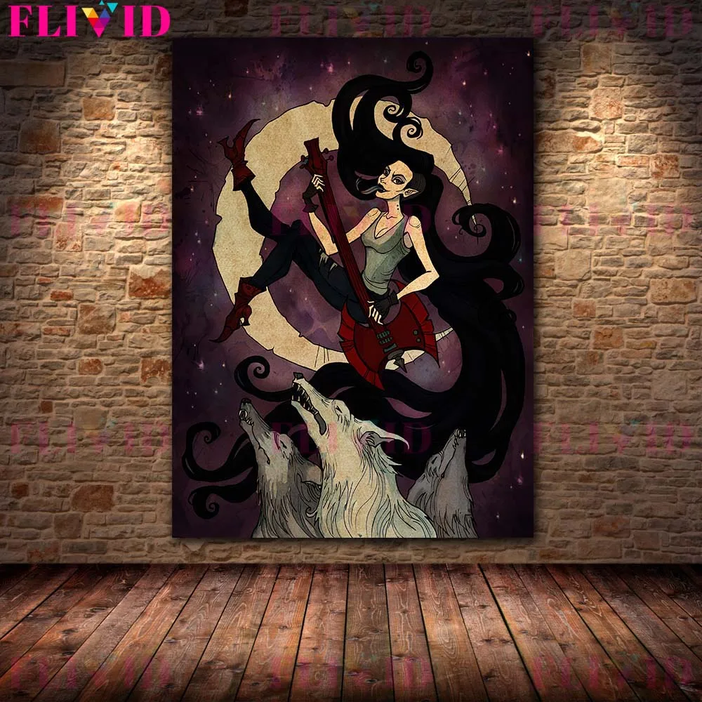 Vampire Witch Mystery Black Magic Vintage Wall Art Canvas Painting Home Decoration Ghost Sisters Picking Pumpkins Poster Print