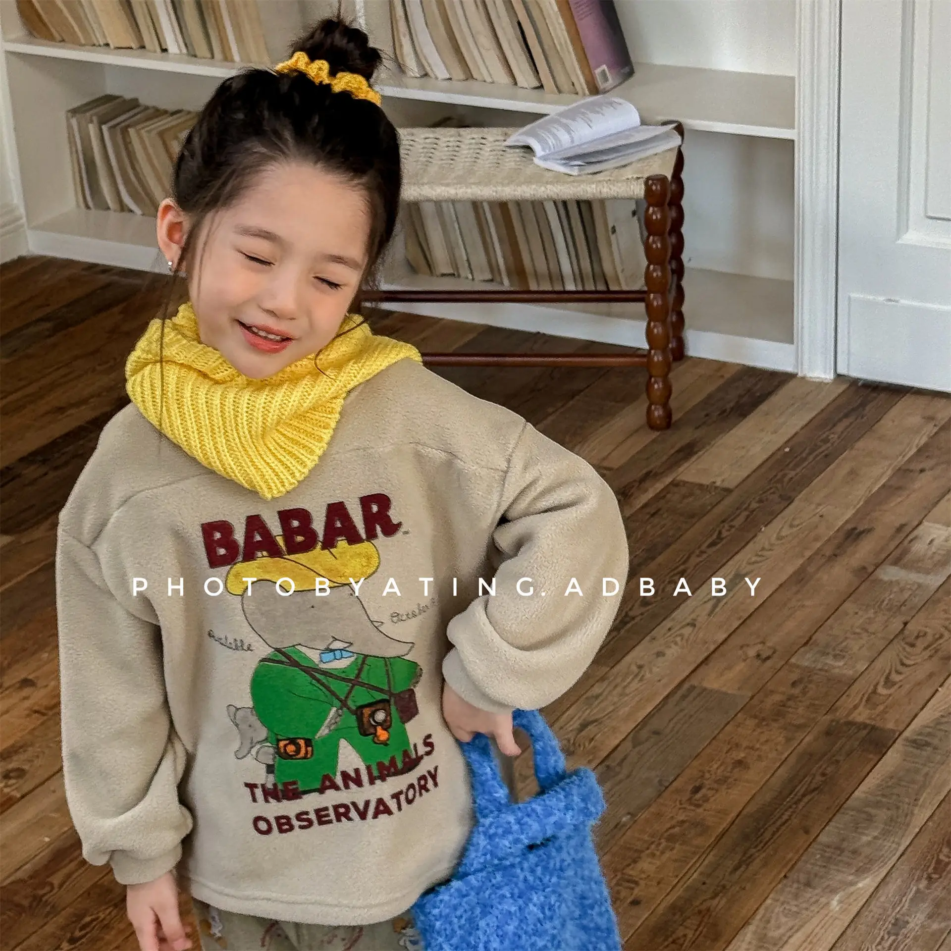 

2025 Winter New Children Fleece Sweatshirt Boys Girls Cute Cartoon Sweatshirt Baby Plus Velvet Thick Tops Kids Warm Pullover