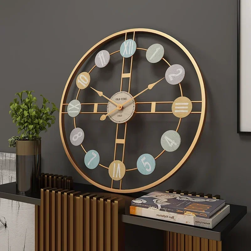 

Creative Metal Wall Clock Vintage Decor Home Living Room Wall Hanging Decoration Accessories Kitchen Room Decorative 3D Clock