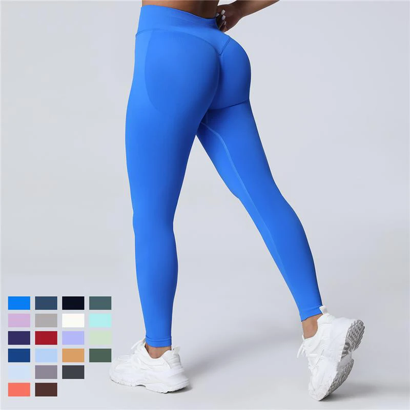Leggings de sport sans couture pour femmes, pantalons de Yoga, taille haute, vêtements de gymnastique, Fitness, vêtements d'entraînement, collants froissés