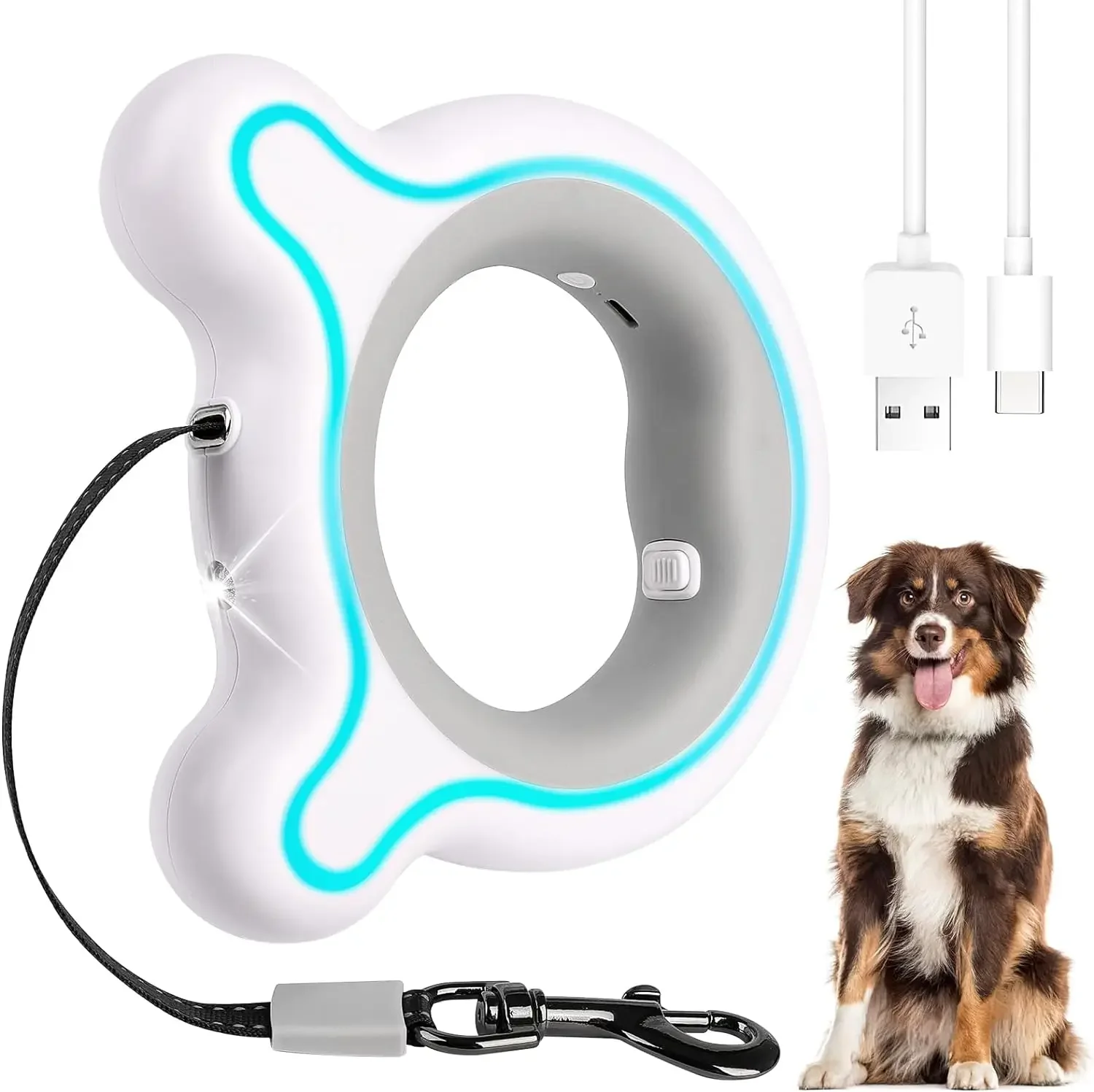 Retractable Dog Lead 360° Tangle-Free 9.8Ft Strong Nylon Tape 1 Button Handed Brake Dog Walking Leash Rotatable Dog Lead