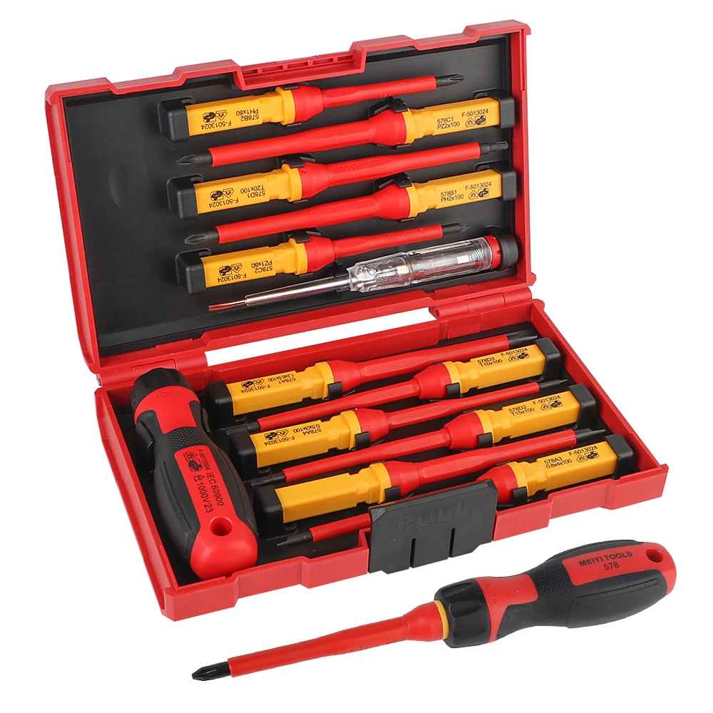 

Isolated Current Household Circuit Tool Electronic Insulated Screwdriver kits Cross Plate Screwdriver with Box 12PCS