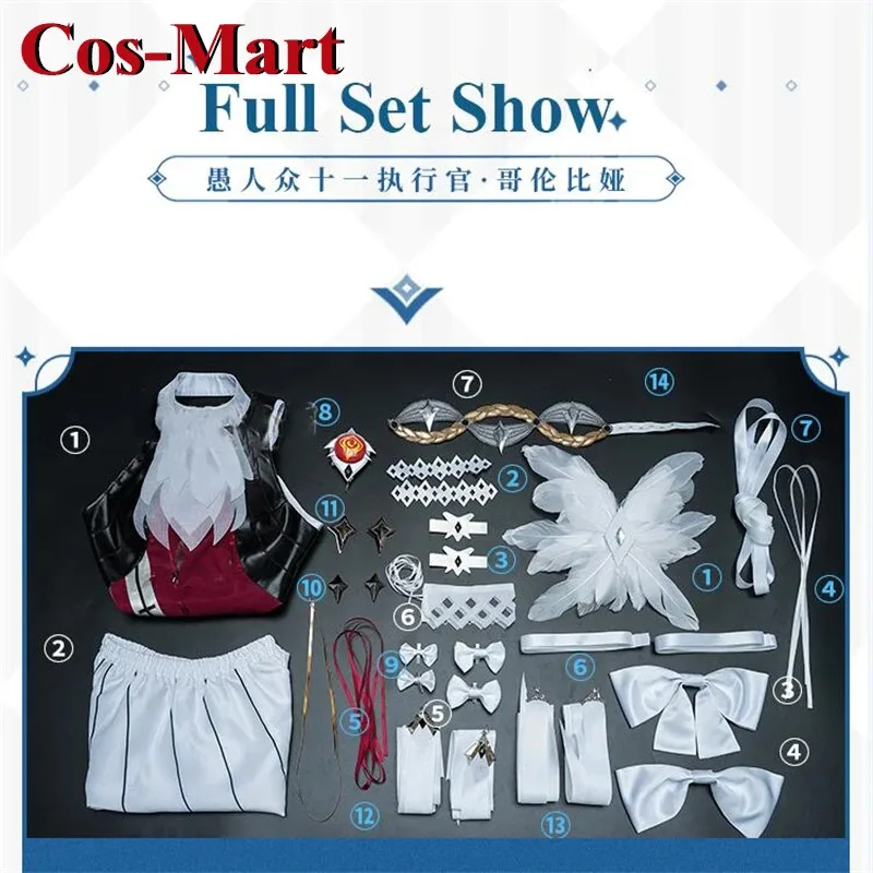 Cos-mart jogo quente genshin impacto columbina cosplay traje moda lindo uniforme de batalha atividade festa role play roupas