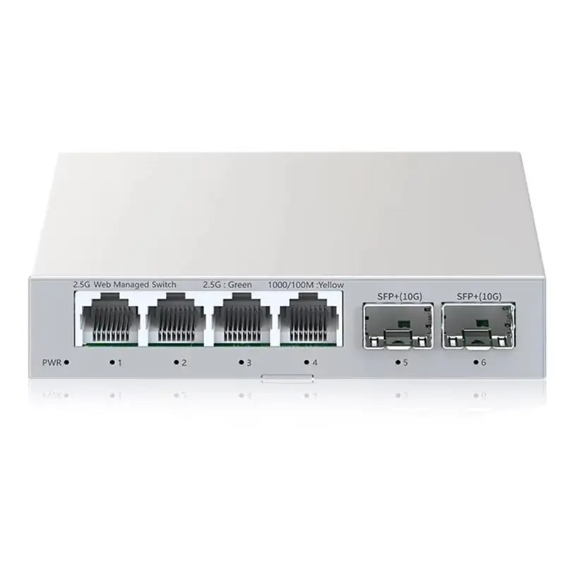 

AU61-Home Lab 2.5Gbe Smart Managed Ethernet Network Switch 4 Port RJ45 2 Port 10G SFP+ Slot EU-PLUG