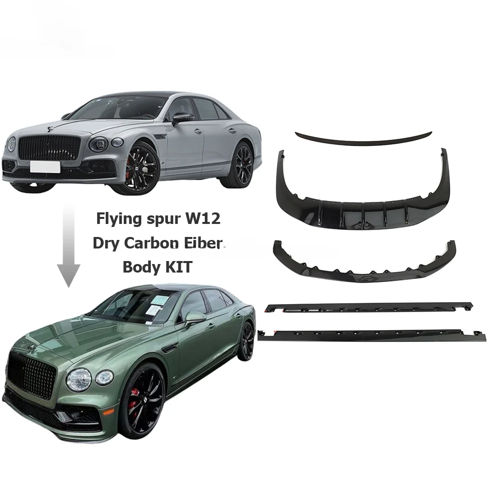 Body Kit For Bently Flying Spur W12 2023 Upgrade To Carbon Fiber Front Lip Rear Diffuser Side Skirts Rear Wing Car Accessories