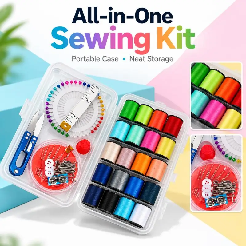Nähgarn-Set 24 Farben DIY Strickseil Gewebtes Handarbeitsgarn Nähwerkzeug-Kit Nadelbox – Detail 1