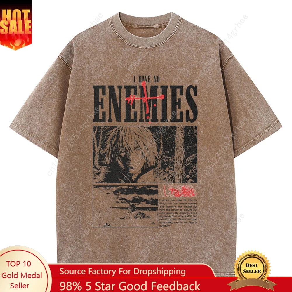 

Hip Hop Men Streetwear Vintage Washed T-Shirt Anime Graphic T Shirt Men Harajuku Cotton Casual Short Sleeve Loose Vintage Tops