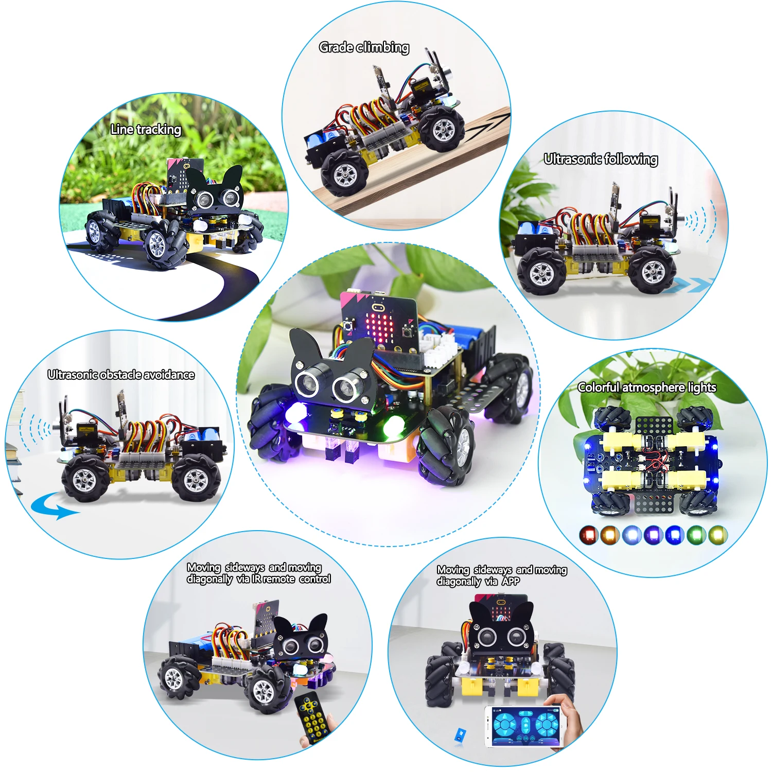 Imagem -04 - Keyestudio 4wd Mecanum Carro Robô para Micro: Bit v2 Roda Robô Carro Kit Haste Brinquedos Makecode & Python Programação com Microbit v2