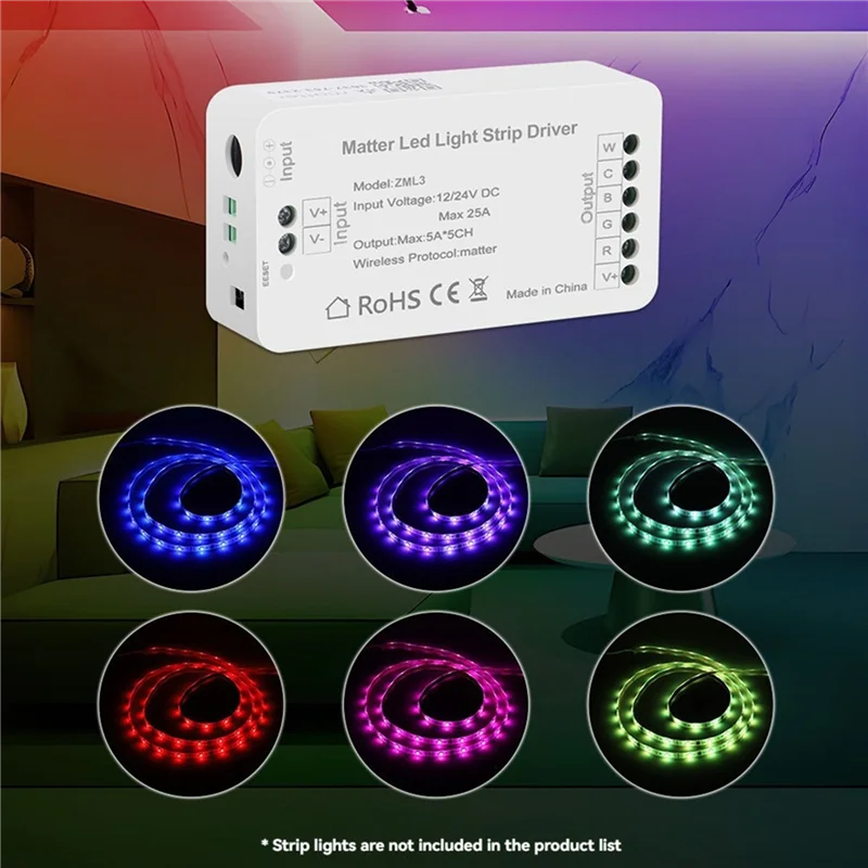 A99E-4X Matter Wifi LED Strip Light Controller RGBCW Controller LED Strip Bixb/Siri/For Google Home/For Alexa Control Support
