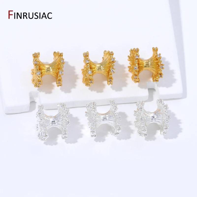 18K Gold Plated Brass Inlaid Zircon Waist Shape Spacer Beads For Bracelet,Separator Beads For DIY Jewelry Making Supplies image 4