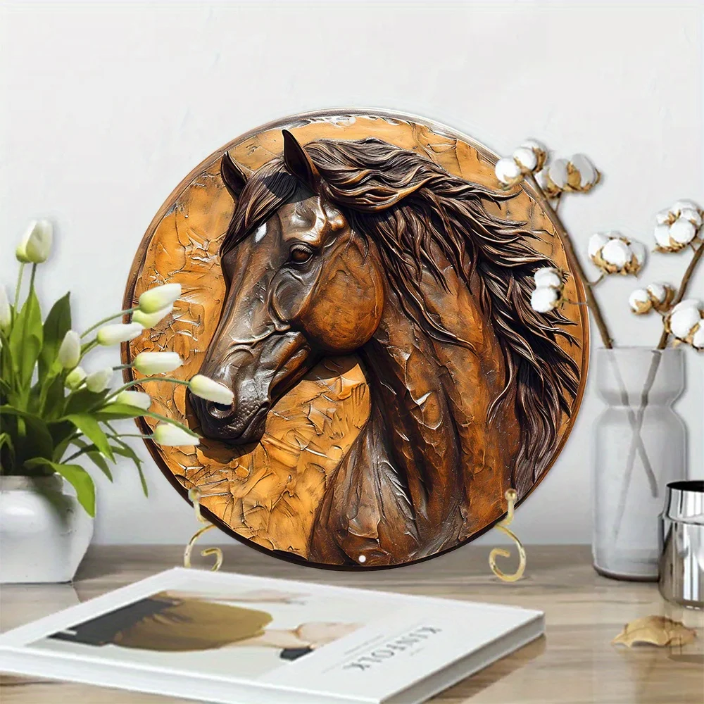Round Metal Aluminum Sign Art Painting Wreath Decorative Plates Entrance Decor Gift Mask Theme For Bar Club Home Room Wall Decor