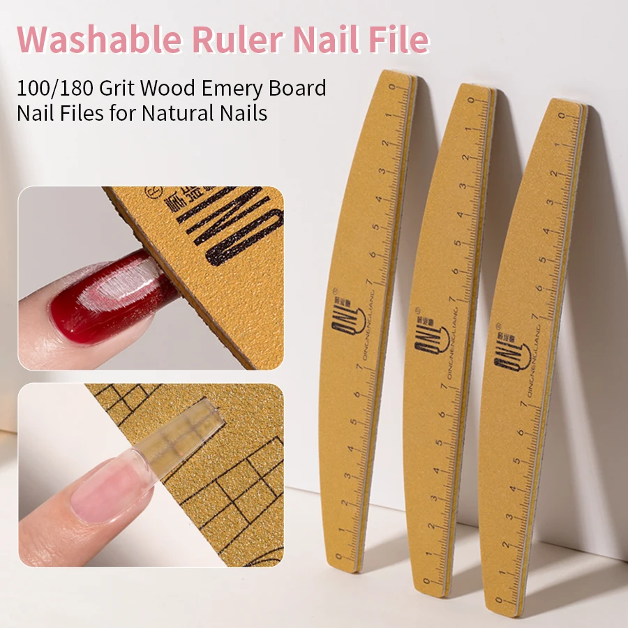 

2/4/5/10pcs Nail File Set With Scale Nail Art Double-sided 180/240 Grit Nail File Grinding Sanding Buffer Buffing Manicure Tool