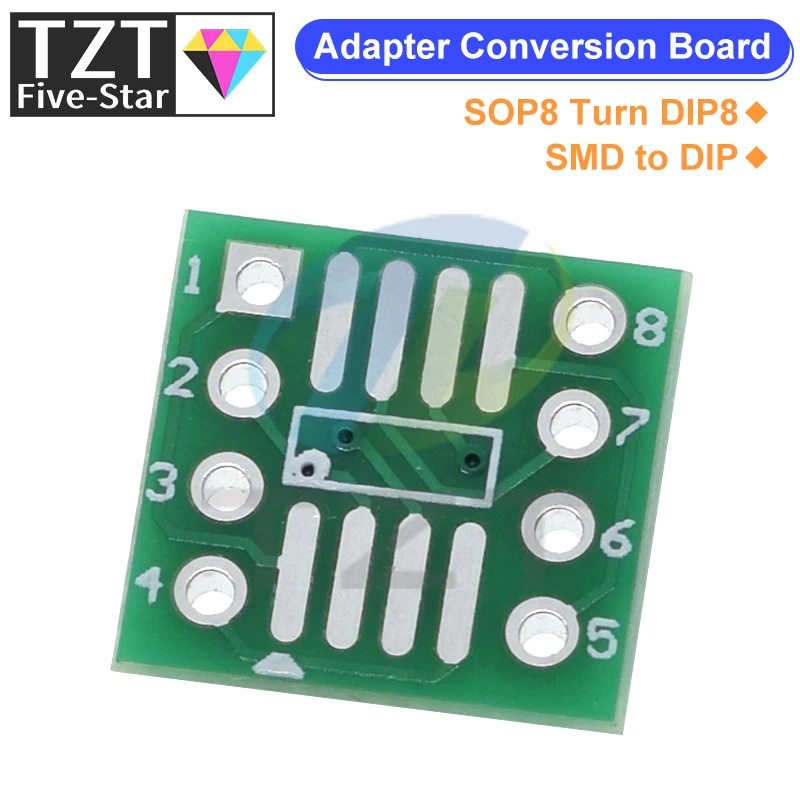 

10PCS SOP8 turn DIP8 / SMD to DIP IC adapter Socket SOP8/TSSOP8/SOIC8/SSOP8 Board TO DIP Adapter Converter Plate 0.65mm 1.27mm