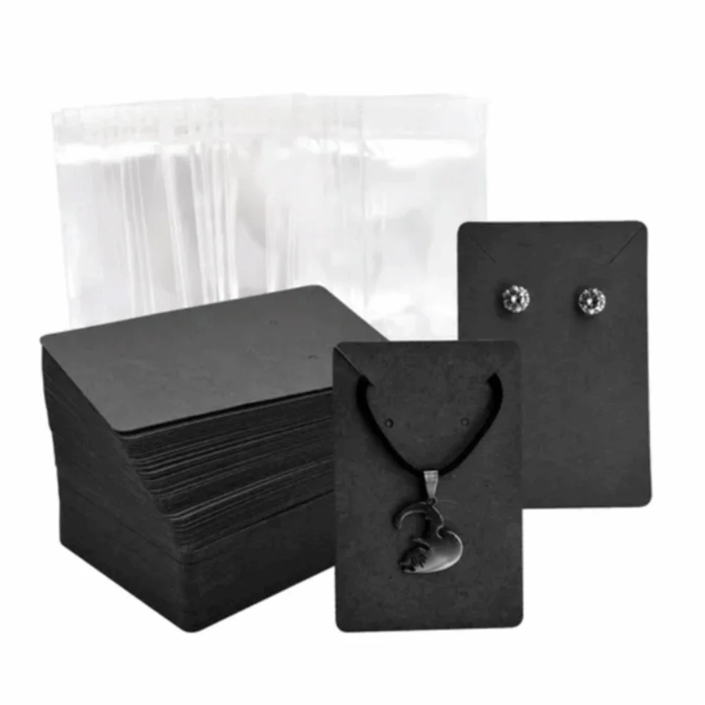 100pcs Blank Paper Earring Cards Black Brown Kraft Paper Jewelry Card 6x9cm White Earring Display Holder Cards Retail Display