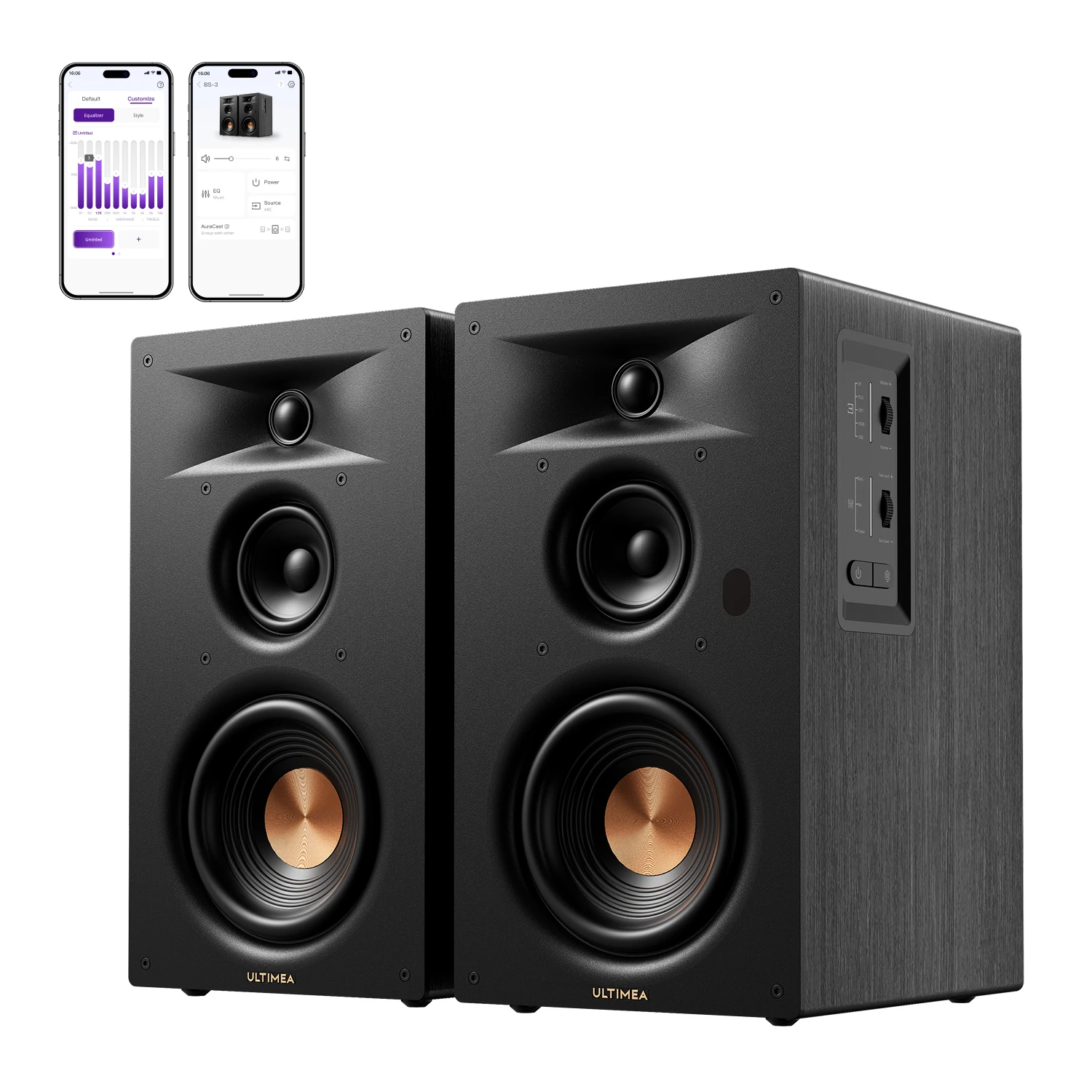 ULTIMEA 5.25'' Trójdrożne głośniki półkowe, 70W RMS, sterowanie przez aplikację, technologia Edge Horn i BassMX, subwoofer do kina domowego, Auracast — zdjęcie produktu 7