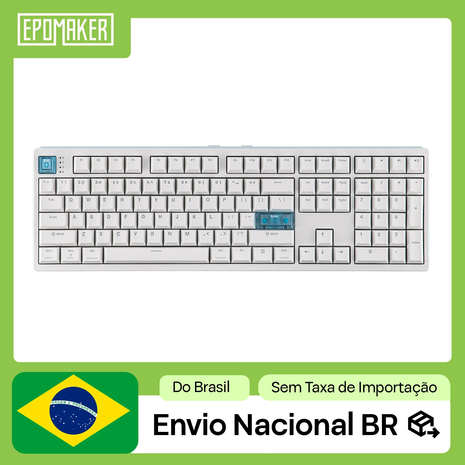EPOMAKER HE108 Teclado Mecânico Hall Effect 100% ANSI US QWERTY Tri-Modo Sem Fio com Acionamento Ajustável 0,005mm