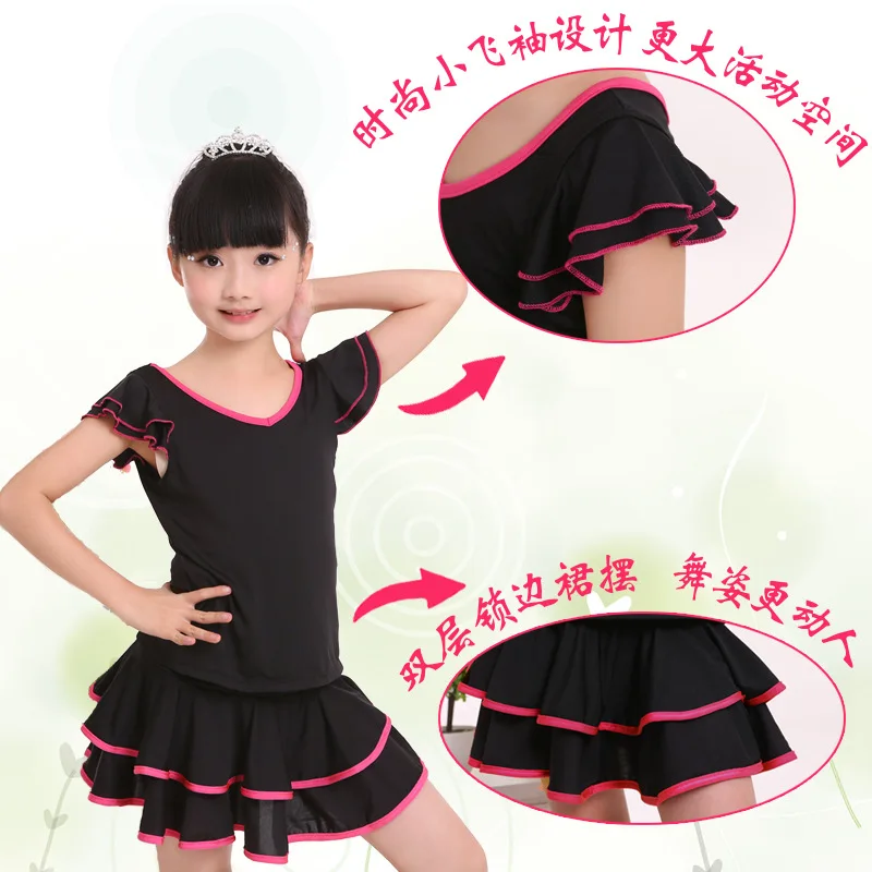 1 set/lotto bambini costumi da ballo latino ragazza moderna cha cha tango costumi da ballo top e gonna