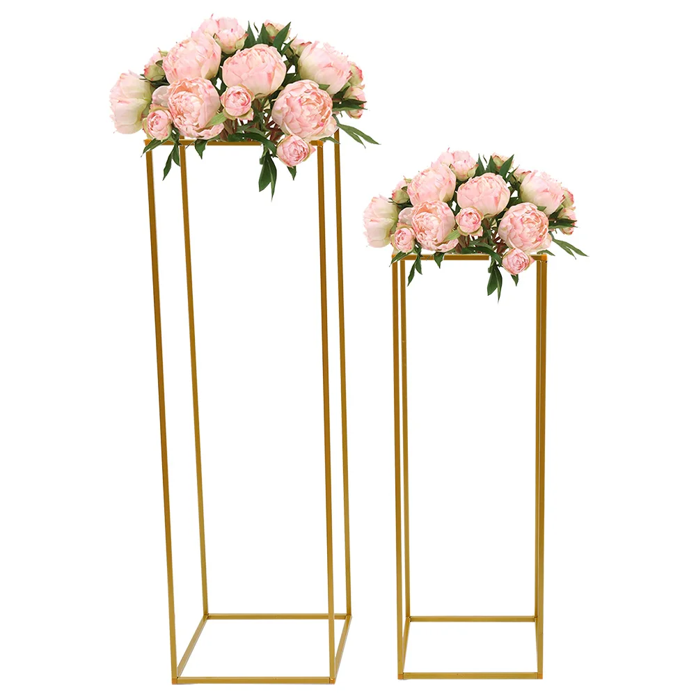 2Pcs Metal Floral Decor Vase Floor Column Stand Road Lead Wedding Supply