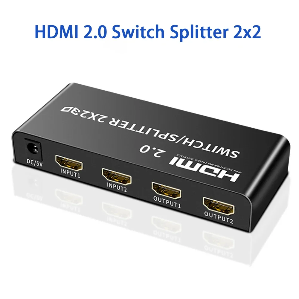 4K 60Hz HDMI 2.0 Switch Splitter 2x2 2x4 with Optical SPDIF + 3.5mm jack Audio Extractor Video Converter with IR Remote Control