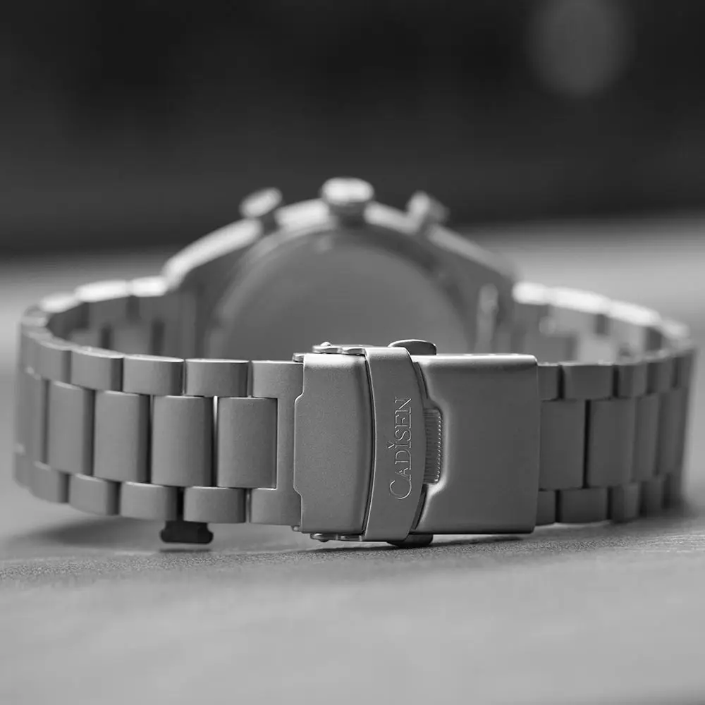 CADISEN TI-7 MULTISYNC Titanium Strap Moon Mens Watches Quartz Chronograph Japan TMI VK63 Movement  Luxury Gift For Men Watch view 3