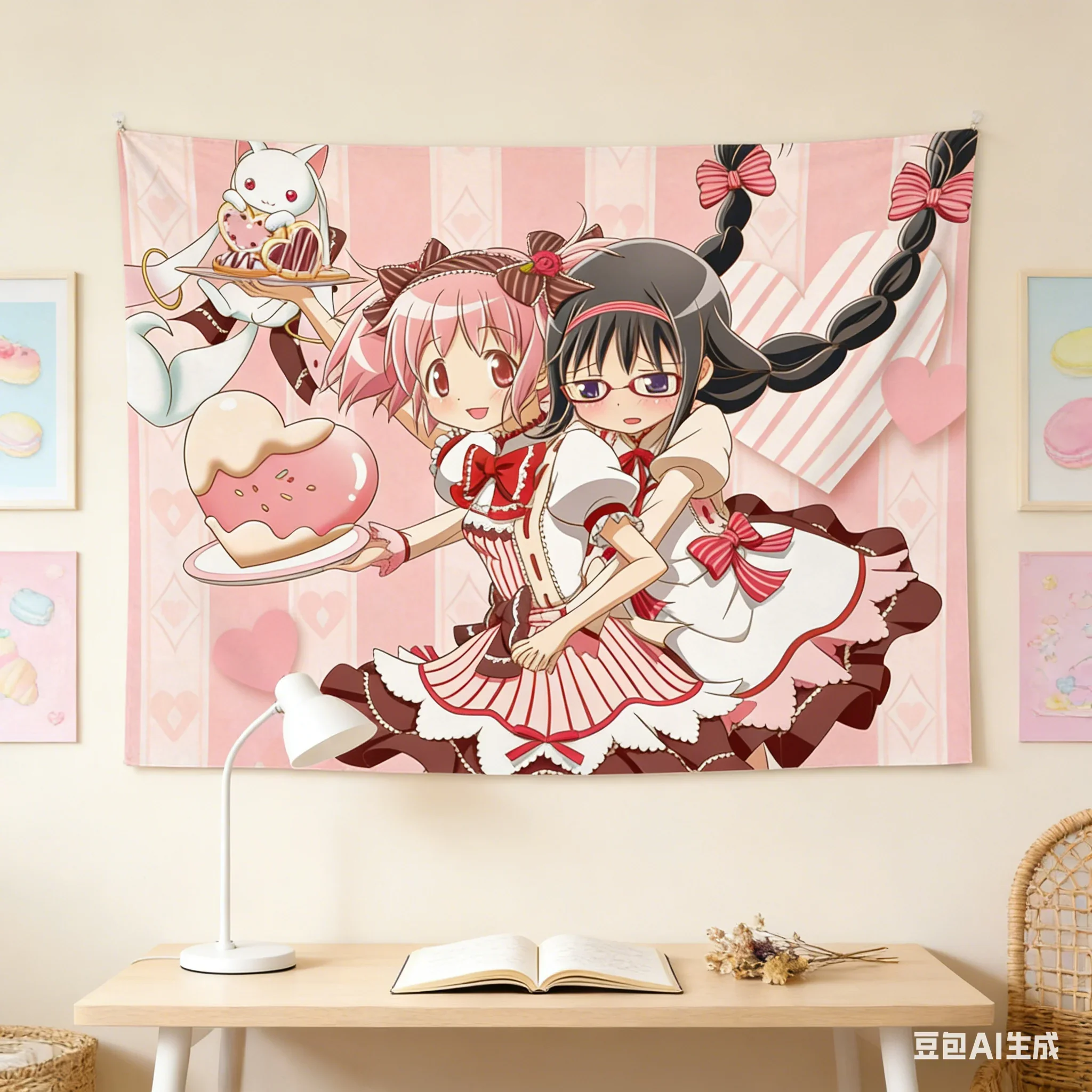 VIKAMA Magical Girl Madoka Magica Anime Wandteppich, Cartoon-Wandbehang für Schlafzimmer, Wohnheim, Zuhause, Wanddekoration, Kunst – Detail 5