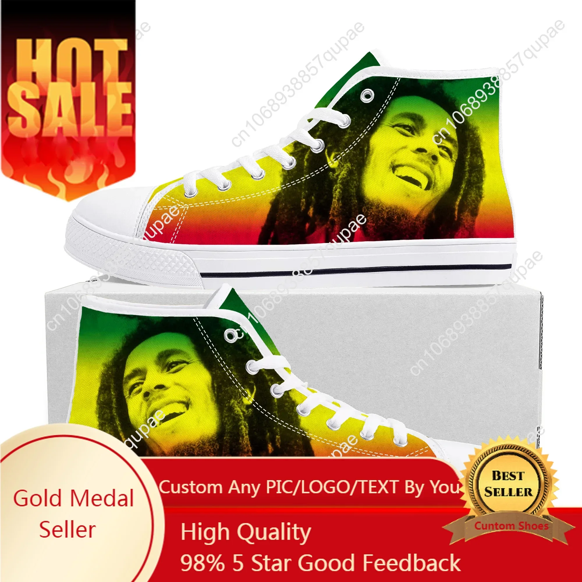 

Legend Bob Marley Reggae Rasta Music Rock High Top Sneakers Mens Womens Teenager Canvas Sneaker Casual Couple Shoes Custom Shoe