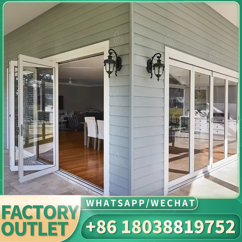 2024 Oscaracso มาใหม่ล่าสุดประตู Patio ภายนอกอลูมิเนียม Bi พับ Patio ประตูประตูลานกระจก