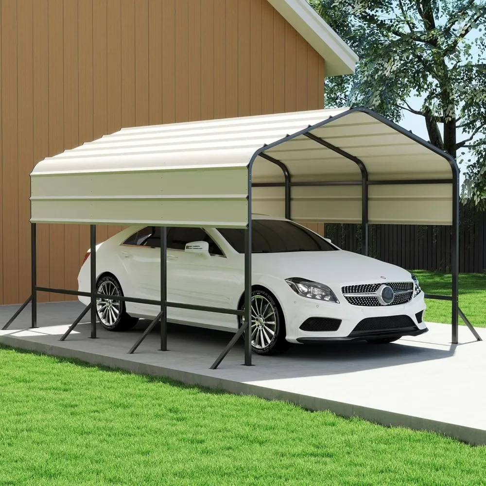 

10x15 Ft Heavy Duty Metal Car Port, All-Weather Protection, Easy Assembly for Cars, Trucks, Boats, Tractors, and Outdoor Storage