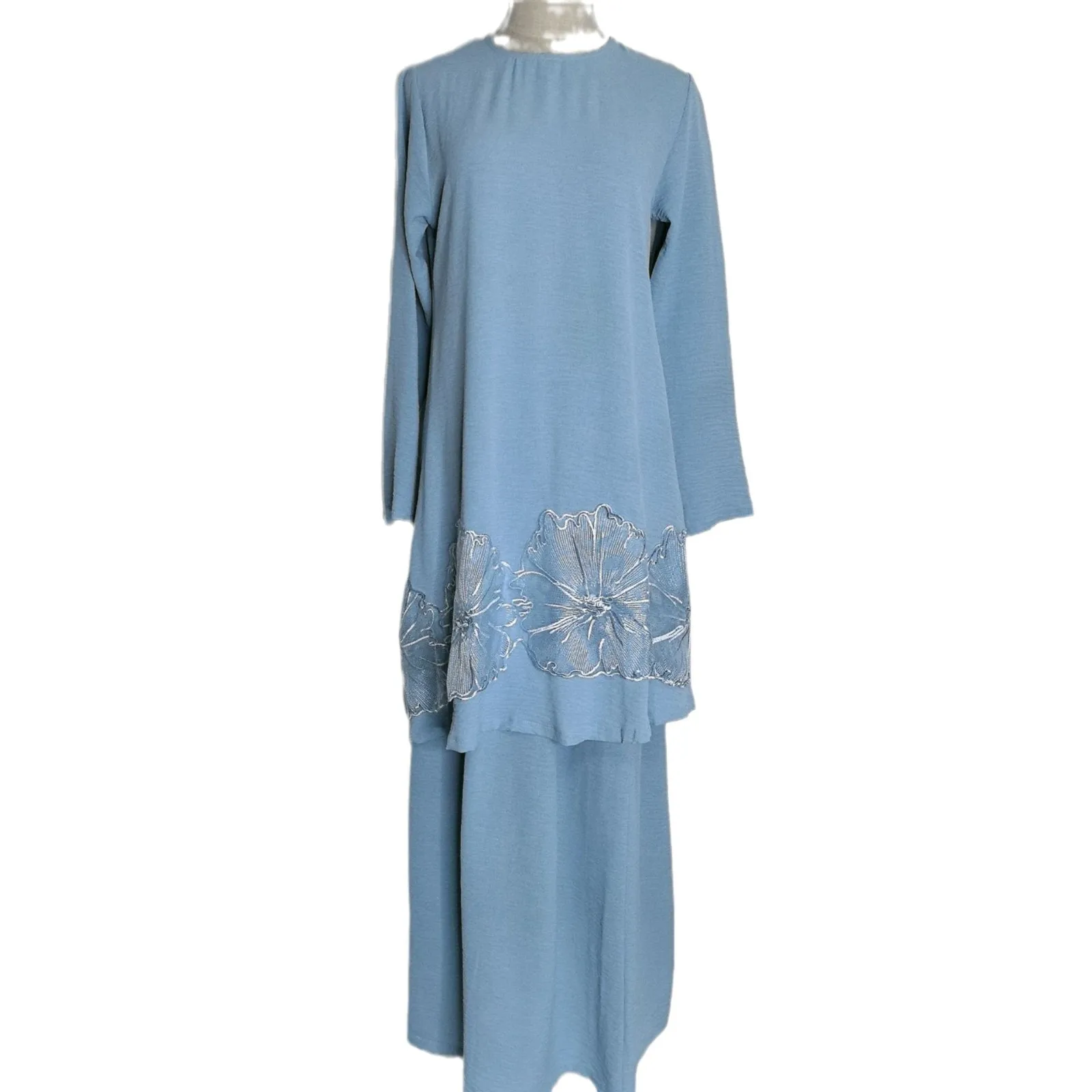 

Мусульманские комплекты из трех предметов, топы с длинными рукавами, рубашки, свободные макси-юбки, мусульманский джалабия, хиджаб, женские комплекты Абая, молитвенная исламская одежда