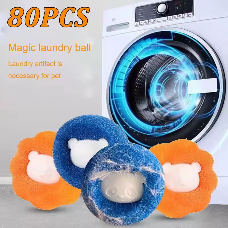 Kit de bola mágica para lavanderia, roupas reutilizáveis, ferramenta de limpeza de pelos, removedor de pelos de animais de estimação, máquina de lavar, gato, cachorro, coletor de pelos, bola de lavanderia
