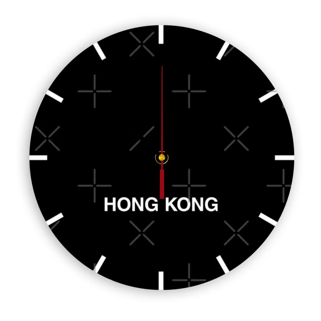 

Hong Kong-Black Time Zone Wall Clock, Modern and Simple, Hung Clock, Study Room, Bedroom, Living Room, Bathroom