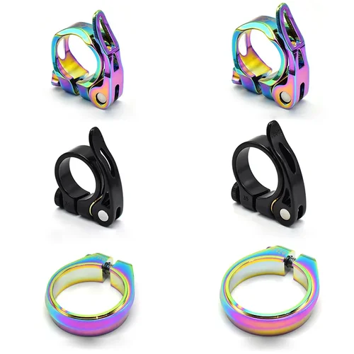 Imagen 2 del producto Abrazadera para tija de sillín de bicicleta de montaña, aleación de aluminio ultraligera de liberación rápida, piezas de ciclismo, 31,8/34,9mm